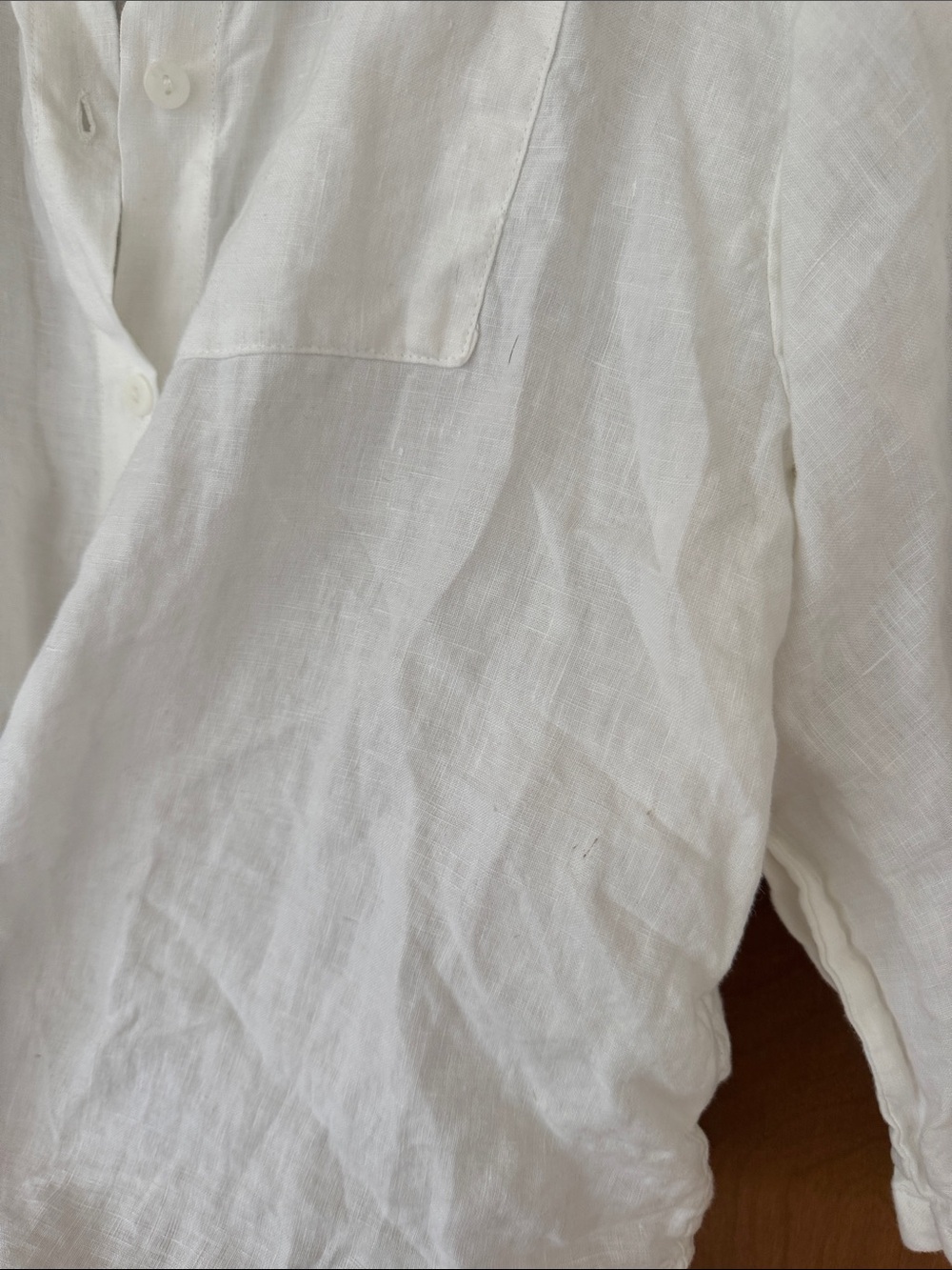 DEIJI STUDIO Relaxed White Linen Button-Up Shirt - Picture 3 of 6